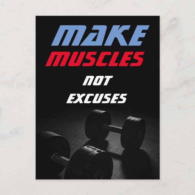 Make Muscles Bodybuilding Fitness Motivational Postcard (Front)