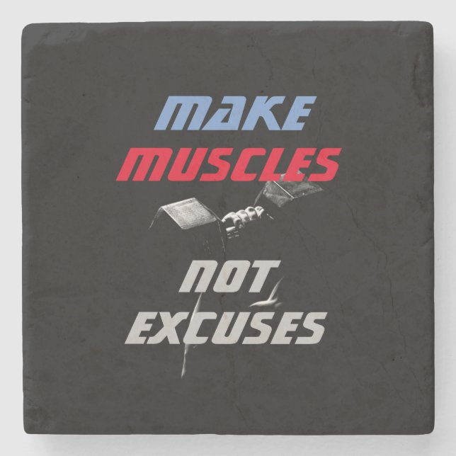 Make Muscles Bodybuilding Fitness Motivational Stone Coaster (Front)