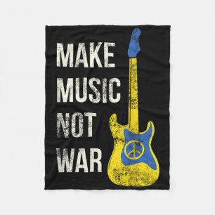 Make Music Not War Vintage Guitar Lovers & Pea Fleece Blanket