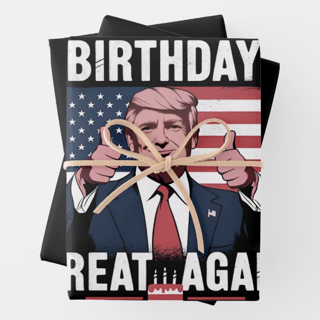 Make My Birthday Great Again Funny Trump Wrapping Paper Sheet (In situ)