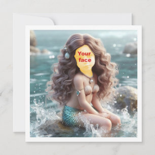 Make my child a mermaid princess, custom mermaid  card