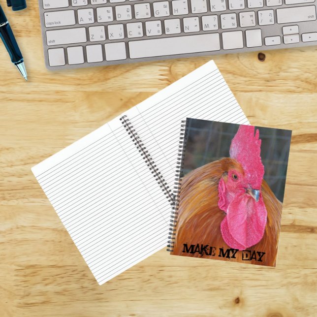 Make My Day Angry Red Rooster Meme Notebook (In Situ)