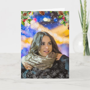 Make My Photo Christmas! Snow Overlay Cute Holiday Card