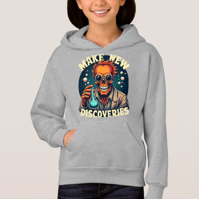 Make New Discoveries - Mad Scientist Skull Art  (Front)