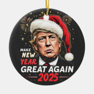 Make New Year Great Again 2025 Trump New Eve Ceramic Tree Decoration