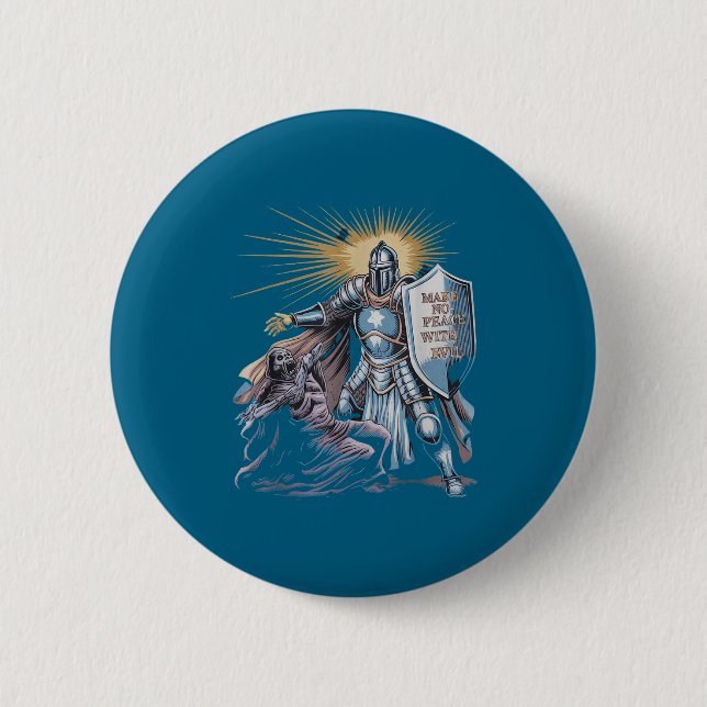 Make No Peace With Evil Archangel Michael Jesus Go 6 Cm Round Badge (Front)