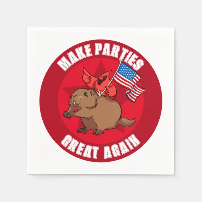 Make Parties Great Again Red Cardinal Cartoon Napkin (Front)