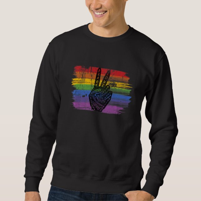 Make Peace Not War  Peace Hand Sign  10 Sweatshirt (Front)