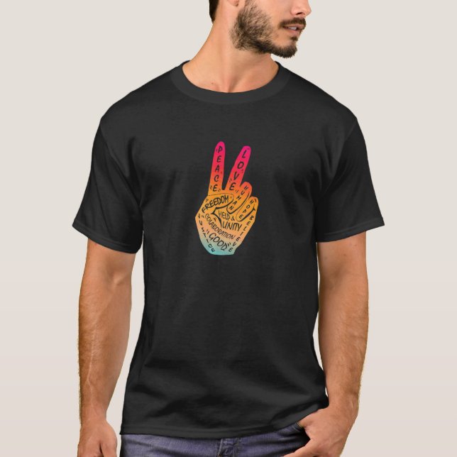 Make Peace Not War  Peace Hand Sign  11 T-Shirt (Front)