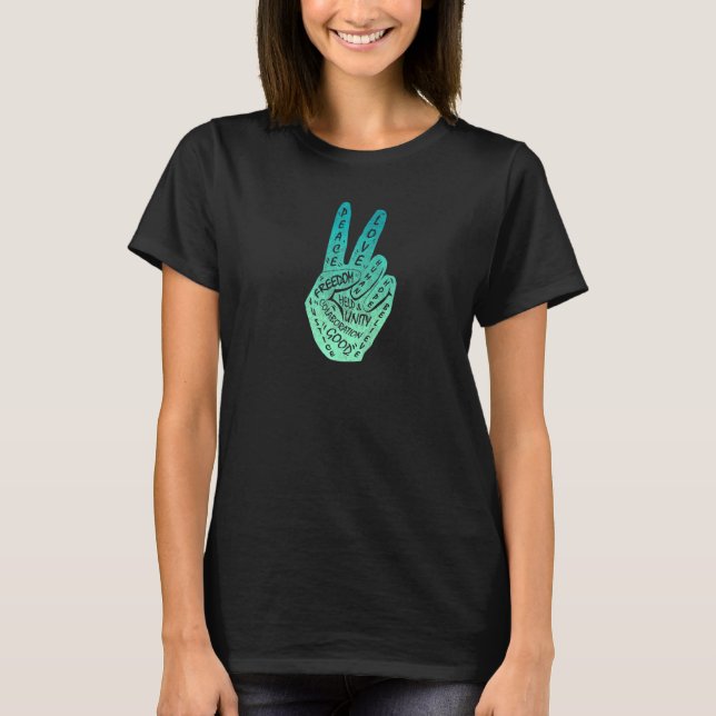 Make Peace Not War  Peace Hand Sign  16 T-Shirt (Front)