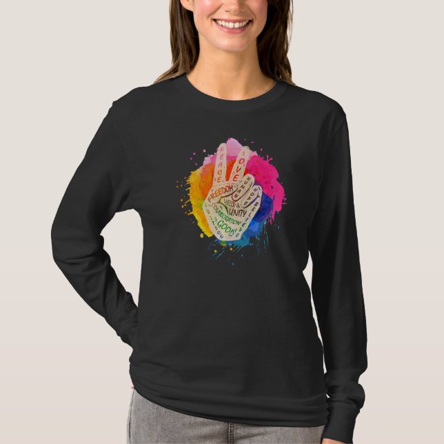 Make Peace Not War  Peace Hand Sign  1 T-Shirt (Front)