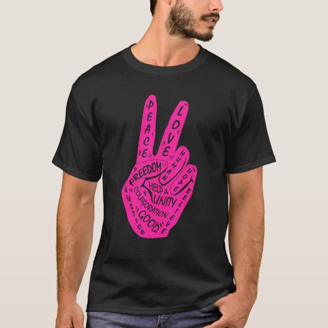 Make Peace Not War  Peace Hand Sign 20 T-Shirt (Front)