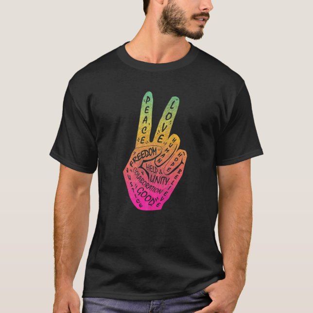 Make Peace Not War  Peace Hand Sign  4 T-Shirt (Front)
