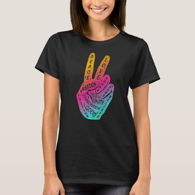 Make Peace Not War  Peace Hand Sign  7 T-Shirt (Front)