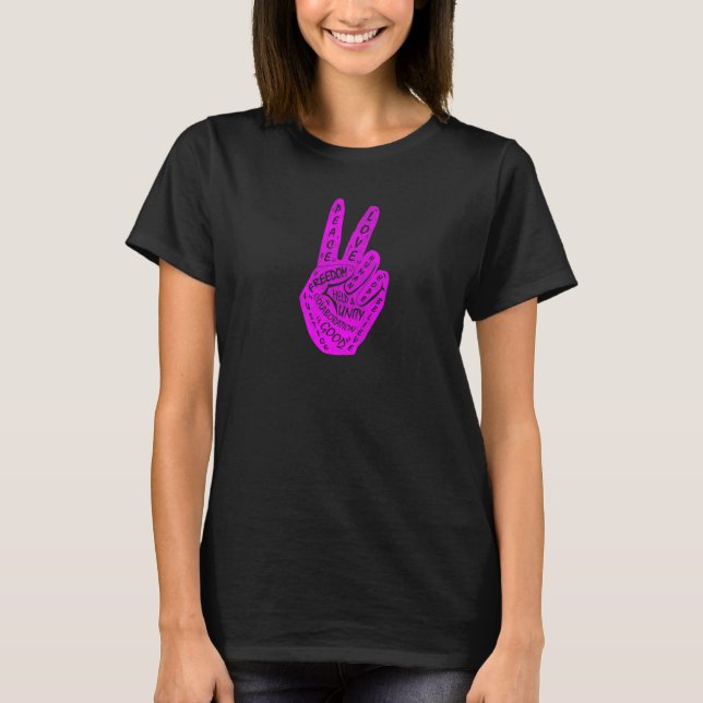 Make Peace Not War  Peace Hand Sign  9 T-Shirt (Front)