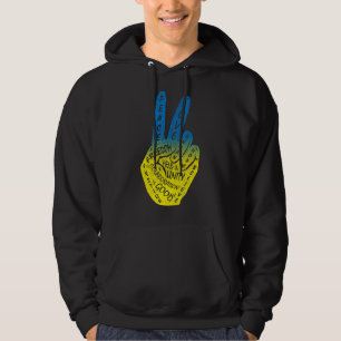 Make Peace Not War Peace Hand Sign Blue Yellow Hoodie