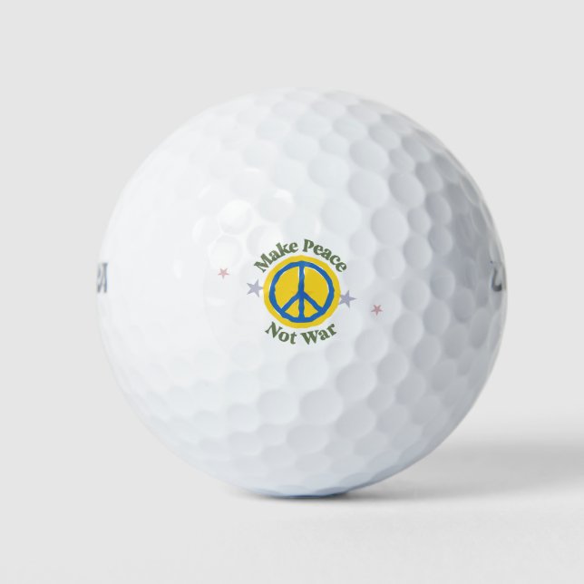 'Make Peace Not War' Peace Sign Optimism Unity  Golf Balls (Front)