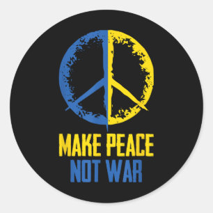 Make Peace Not War Ukraine Ukrainian Flag Apparel  Classic Round Sticker