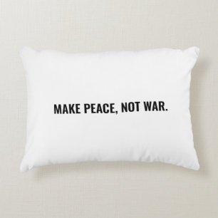 Make peace not war white black text minimalist decorative cushion