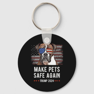 Make Pets Safe Again Boxer Dog Trump Key Ring