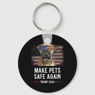 Make Pets Safe Again Bullmastiff Dog Trump Key Ring