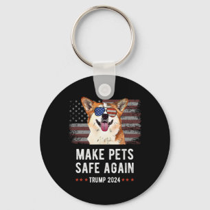 Make Pets Safe Again Corgi Dog Trump 2024 Key Ring