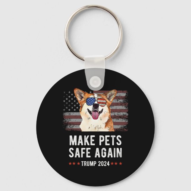 Make Pets Safe Again Corgi Dog Trump 2024  Key Ring (Front)
