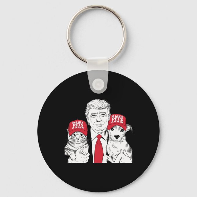 Make Pets Safe Again Election Mega Trump Funny Det Key Ring (Front)