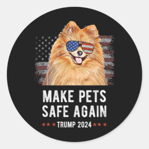 Make Pets Safe Again Pomeranian Dog Trump 2024 Classic Round Sticker