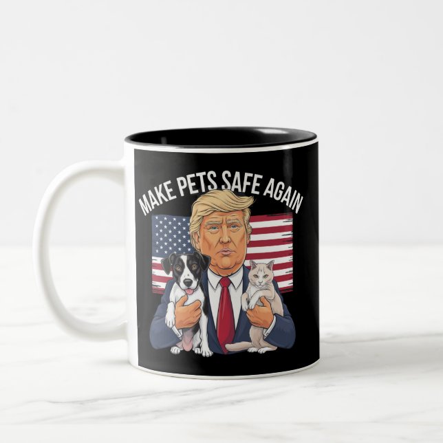 Make Pets Safe Again Save Our Pets Vote Trump Two-Tone Coffee Mug (Left)