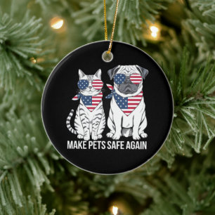 Make Pets Safe Again Trump Harris Debate Dogs Cat Ceramic Tree Decoration