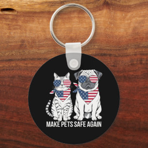 Make Pets Safe Again Trump Harris Debate Dogs Cat  Key Ring