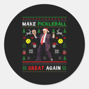Make Pickleball Great Again Funny Christmas Trump Classic Round Sticker