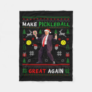 Make Pickleball Great Again Funny Christmas Trump Fleece Blanket
