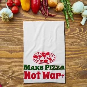 Make Pizza not War Tea Towel