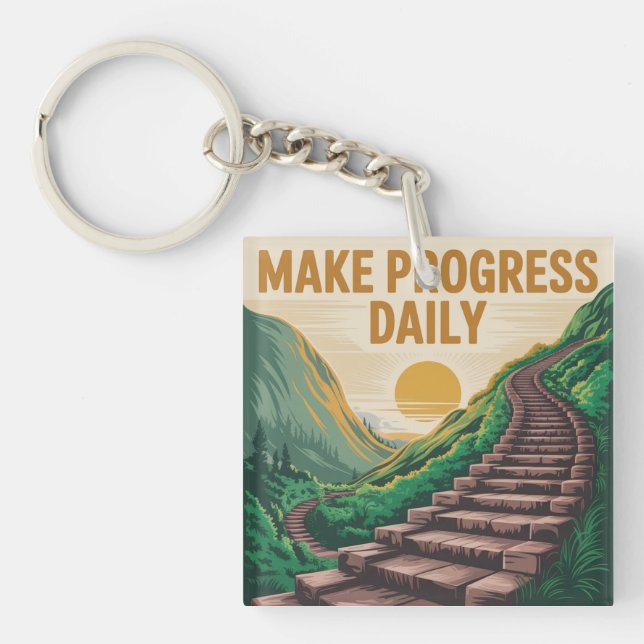 Make Progress Daily Key Ring (Front)