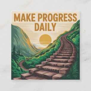 Make Progress Daily Square Business Card