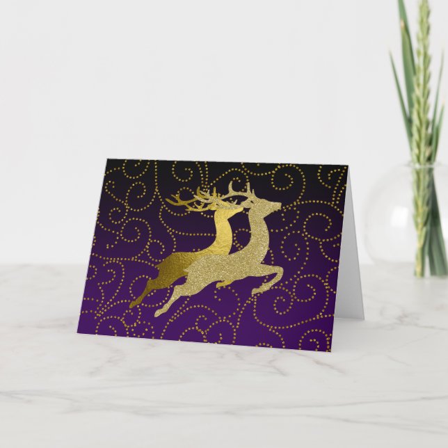 Make Purple Any Colour Ombre Gold Reindeer Holiday (Front)
