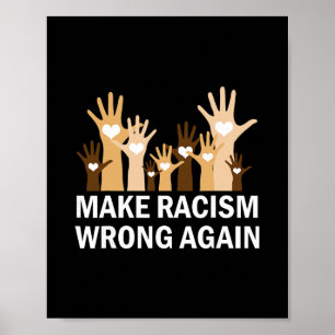 Make Racism Wrong Again Anti-hate Resist Anti-trum Poster