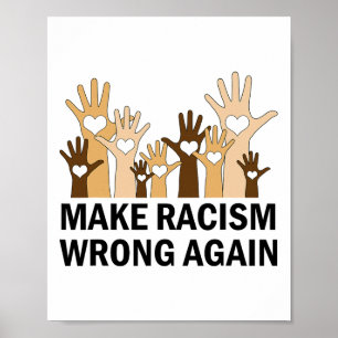 Make Racism Wrong Again Anti-hate Resist Anti-trum Poster