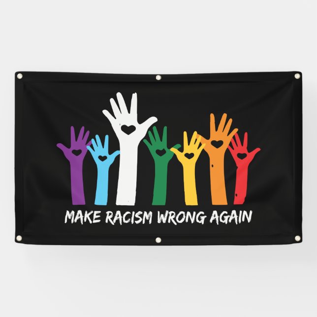 Make Racism Wrong Heart Hands  Banner (Horizontal)