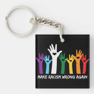 Make Racism Wrong Heart Hands  Key Ring