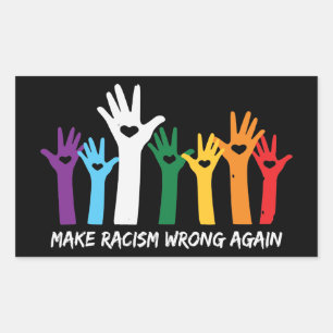 Make Racism Wrong Heart Hands  Rectangular Sticker