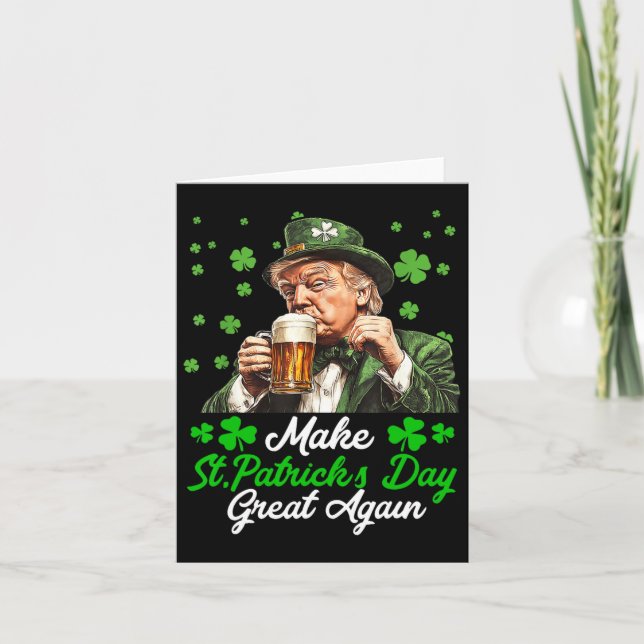 Make Saint Patrick's Day Great Again Usa Flag Funn Card (Front)