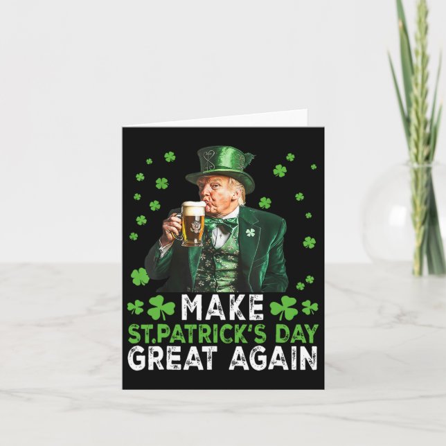 Make Saint Patrick's Day Great Again Usa Flag Funn Card (Front)