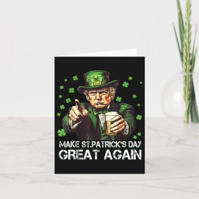 Make Saint Patrick's Day Great Again Usa Flag Funn Card (Front)
