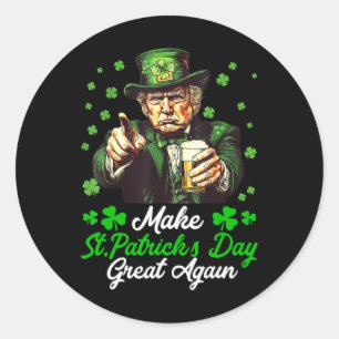 Make Saint Patrick's Day Great Again Usa Flag Funn Classic Round Sticker