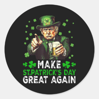 Make Saint Patrick's Day Great Again Usa Flag Funn Classic Round Sticker