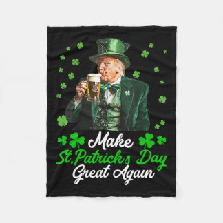 Make Saint Patrick's Day Great Again Usa Flag Funn Fleece Blanket