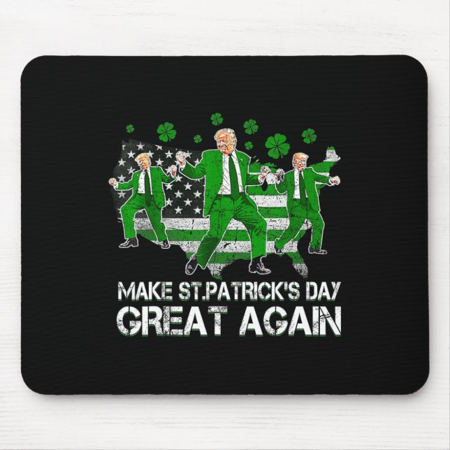 Make Saint Patrick's Day Great Again Usa Flag Funn Mouse Mat (Front)